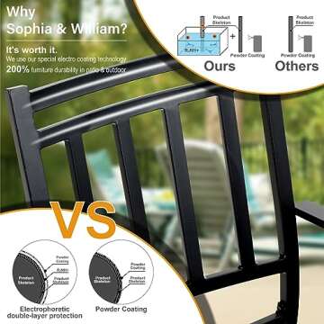 Sophia & William Patio Dining Chairs Set of 2, Black Metal Outdoor Dining Chairs,E-Coating Metal Frame Stackable Patio Dining Chairs,Wrought Iron Outdoor Chairs for Garden Backyard