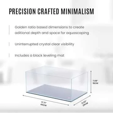 Ultum Nature Systems Ultra Clear Rimless Aquarium - Low Iron Glass Fish Tank with 45° Mitered Edges, 5mm-15mm Thick, Leveling Mat Included - 45S, 5mm Glass (17.71x11.02x7.08IN | 45x28x18CM)
