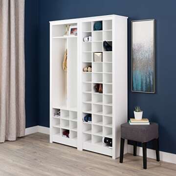 Prepac White Tall Storage Cabinet, Shoe Cabinet, Entryway Furniture with 36 Shoe Cubbies 13"D x 23.5" W x 72.5" H