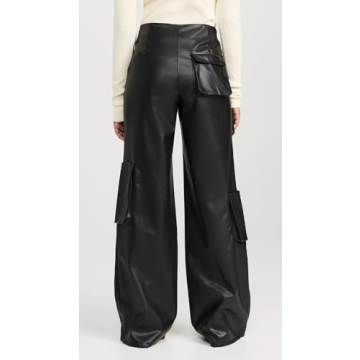 Stylish AFRM Faux Leather Maxwell Wide Leg Pants - Black