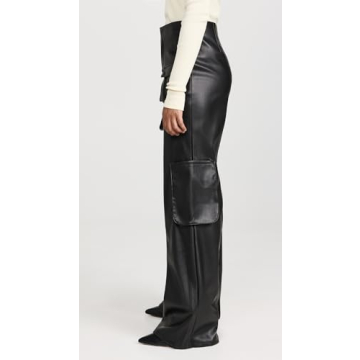 Stylish AFRM Faux Leather Maxwell Wide Leg Pants - Black