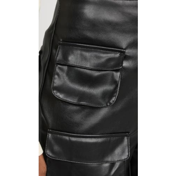 Stylish AFRM Faux Leather Maxwell Wide Leg Pants - Black