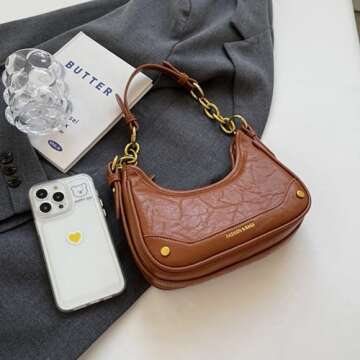 SKMQAKU Hobo Bags for Women Shoulder Clutch Bags Vintage Slouchy Shoulder Bag Leather Purse Armpit Tote