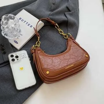 SKMQAKU Hobo Bags for Women Shoulder Clutch Bags Vintage Slouchy Shoulder Bag Leather Purse Armpit Tote