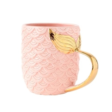 ZaH 15 oz Mermaid Mug – Unique 3D Ceramic Cup with Gold Handle for All Ages