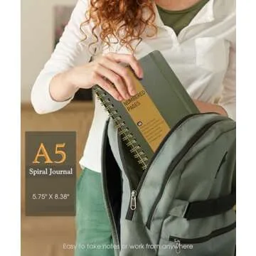 A5 Lined Spiral Notebook for Notes & Writing - Olive Green