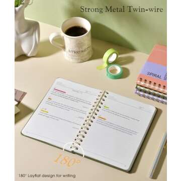 A5 Lined Spiral Notebook for Notes & Writing - Olive Green