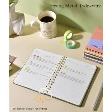 A5 Lined Spiral Notebook for Notes & Writing - Olive Green