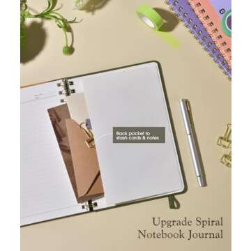 A5 Lined Spiral Notebook for Notes & Writing - Olive Green