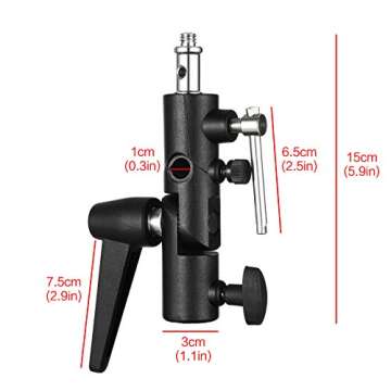 Selens H-Type Camera Flash Bracket 180°Swivel Mount Umbrella Holder with 1/4" & 3/8" Screw for Light Stand Reflector Speedlite Softbox…