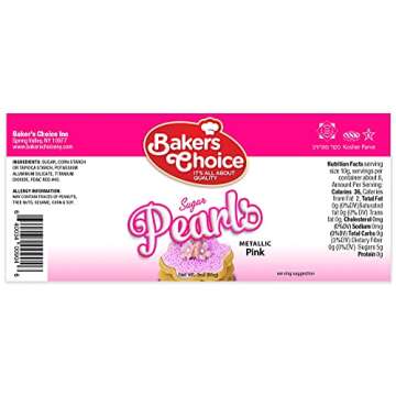 Baker's Choice Edible Pearls - Metallic Pink Sprinkles - 3 oz