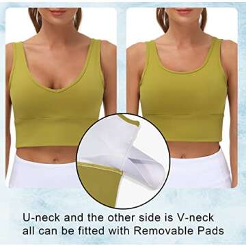 THE GYM PEOPLE Womens Longline Sports Bra Padded Crop Tank Tops Workout Yoga Bra with Removable Pads