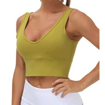 THE GYM PEOPLE Womens Longline Sports Bra Padded Crop Tank Tops Workout Yoga Bra with Removable Pads