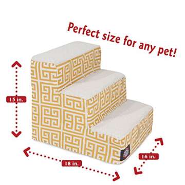 Majestic Pet 3 Step Portable Dog Stairs for Small Dogs to get on Bed Supports 25 lbs or Less – Dog...