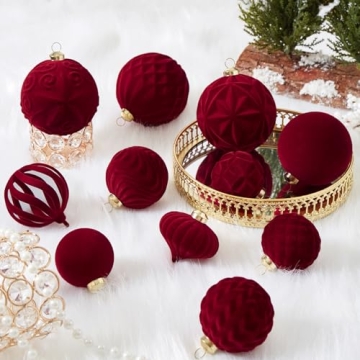 30pcs Velvet Christmas Ball Ornaments for Stunning Holiday Decor