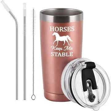 Horse Lovers Insulated Tumbler Gift - 20 Oz Rose Gold