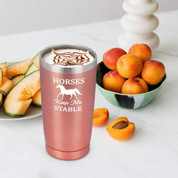 Horse Lovers Insulated Tumbler Gift - 20 Oz Rose Gold