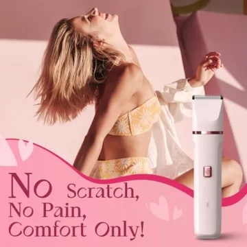 Bikini Trimmer for Women - Painless Electric Razors for Silk Skin,Cordless Body Shaver for Trip,Replaceable Lady Facial Razor, IPX7 Waterproof&Easy Cleaning, Ceramic Blade, USB Charge Dock Pink