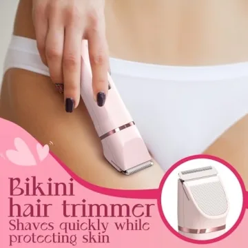 Bikini Trimmer for Women - Painless Electric Razors for Silk Skin,Cordless Body Shaver for Trip,Replaceable Lady Facial Razor, IPX7 Waterproof&Easy Cleaning, Ceramic Blade, USB Charge Dock Pink