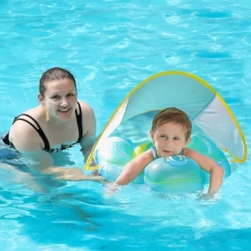 Free Swimming Baby Infant Pool Float with Sun Canopy - Safety Enhanced Portable Water Toy