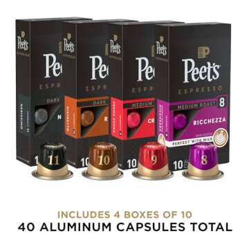 Peet's Coffee, Dark and Medium Roast Espresso Capsules Variety Pack, Compatible with Nespresso Origi...