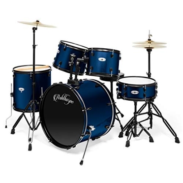 Ashthorpe 5-Piece Complete Full Size Adult Drum Set with Remo Heads - Blue