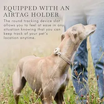 NINA WOOF Cupertino Dog Collars, Harnesses & Leashes Made from Vegan Leather with Dog Tracker Device Holder Adjustable Dog Collar (Extra Small, Beige)