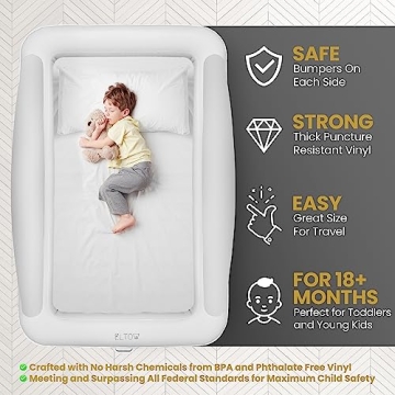 ELTOW Inflatable Toddler Travel Mattress with Bumpers