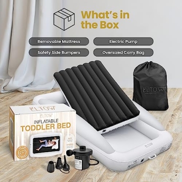 ELTOW Inflatable Toddler Travel Mattress with Bumpers