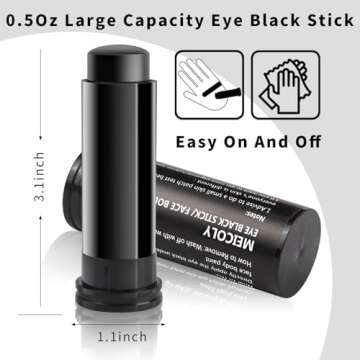 MEICOLY Eye Black Stick for Sports,Easy to Color Athletes Black Eyeblack Stick,Sporting Face Paint for Baseball Softball Football Lacrosse,Smooth Easy to Apply Halloween Face Body Paint Stick,0.5Oz