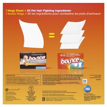 Bounce Pet Hair and Lint Guard Dryer Sheets for Laundry