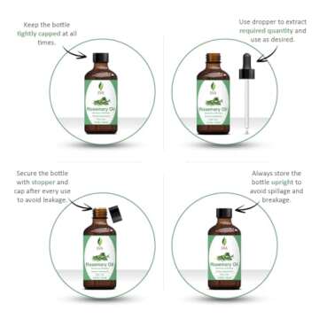 SVA Rosemary Essential Oil – 4 Fl Oz – 100% Natural Rosemary Oil for Hair, Face, Skin Care, Diff...