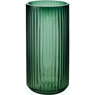 DECORPIA 8 Inch Premium Thickened Green Glass Vase - Ribbed Glass Flower Vase for Rustic Home Decor,...