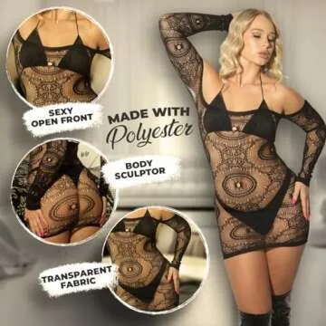 Sexy Plus Size Lingerie - Fishnet Lace Mini Dress