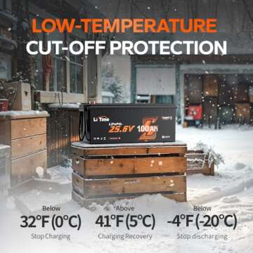 LiTime 24V 100Ah Bluetooth LiFePO4 Battery, Low-Temp Protection, 4000+ Cycles with 100A BMS, Max. 2560Wh Energy, Lithium Iron Phosphate Solar Battery for RV, Trolling Motor, Marine, Off-Grid