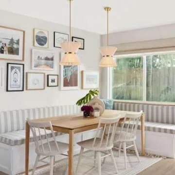 ELYCCUPA Hand Woven Boho Pendant Light Coastal Mini Modern Chandelier Adjustable Transitional Minima...