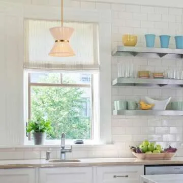 ELYCCUPA Hand Woven Boho Pendant Light Coastal Mini Modern Chandelier Adjustable Transitional Minimalist Pendant Lighting Fixtures for Kitchen Island Dining Room, White, Dia 12.2”, UL Listed