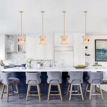 ELYCCUPA Hand Woven Boho Pendant Light Coastal Mini Modern Chandelier Adjustable Transitional Minimalist Pendant Lighting Fixtures for Kitchen Island Dining Room, White, Dia 12.2”, UL Listed