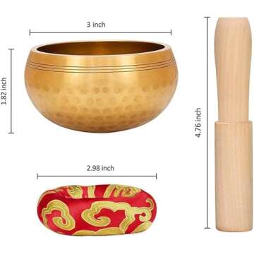 Tibetan Singing Bowl Set - Meditation Sound Bowl Cushion with Wooden Striker for Yoga, Meditation & ...