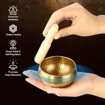 Tibetan Singing Bowl Set for Yoga Meditation Stress Relief