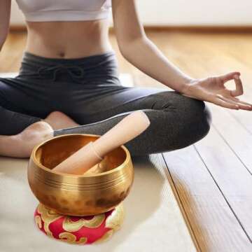 Tibetan Singing Bowl Set for Yoga Meditation Stress Relief