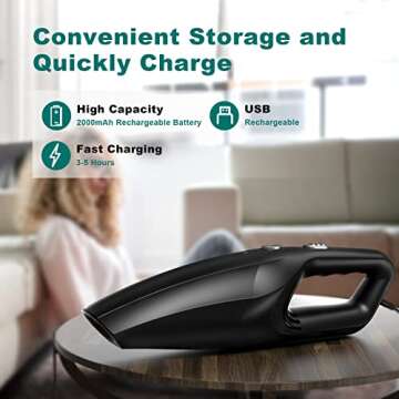 TEMOLA Handheld Vacuum Cleaner Cordless, Portable Car Vacuum Cleaner Rechargeable with HEPA Filter, ...