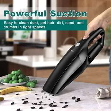 TEMOLA Handheld Vacuum Cleaner Cordless, Portable Car Vacuum Cleaner Rechargeable with HEPA Filter, Mini Hand Held Car Vacuum Cleaning Kit for Car Home Office Interior Detailing