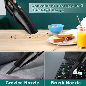 TEMOLA Handheld Vacuum Cleaner Cordless, Portable Car Vacuum Cleaner Rechargeable with HEPA Filter, Mini Hand Held Car Vacuum Cleaning Kit for Car Home Office Interior Detailing