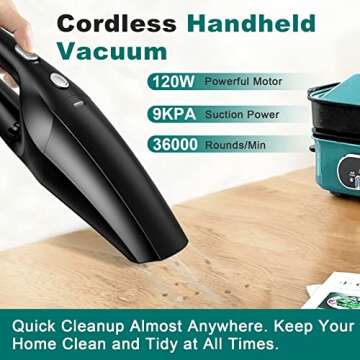TEMOLA Handheld Vacuum Cleaner Cordless, Portable Car Vacuum Cleaner Rechargeable with HEPA Filter, Mini Hand Held Car Vacuum Cleaning Kit for Car Home Office Interior Detailing