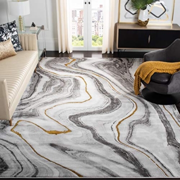 SAFAVIEH Craft Collection Area Rug - 8' x 10', Grey & Gold, Modern Abstract Design, Non-Shedding & E...
