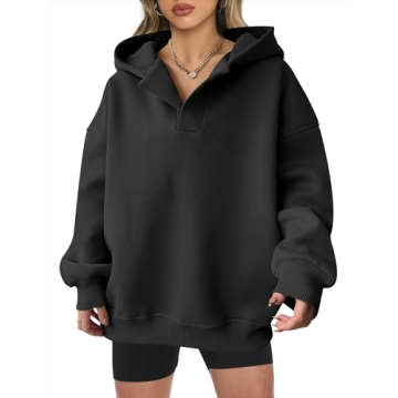 ANRABESS Women's Oversized Hoodies V Neck Sweatshirts for Chic Fall Style