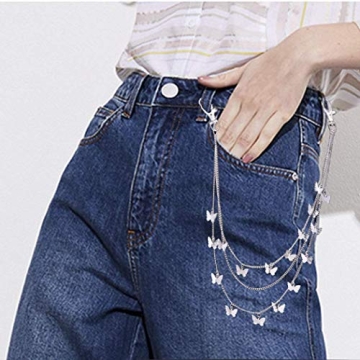 Zehory Layered Butterfly Pants Chain in Silver for Women