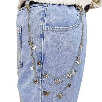 Zehory Layered Butterfly Pants Chain in Silver for Women