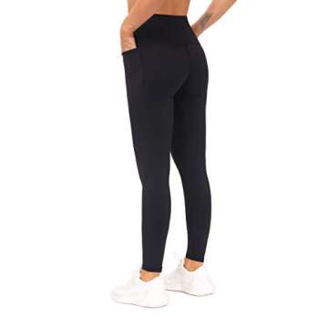 THE GYM PEOPLE Tummy Control Workout Leggings with Pockets High Waist Athletic Yoga Pants for Women Running, Fitness (Black-1, Small)